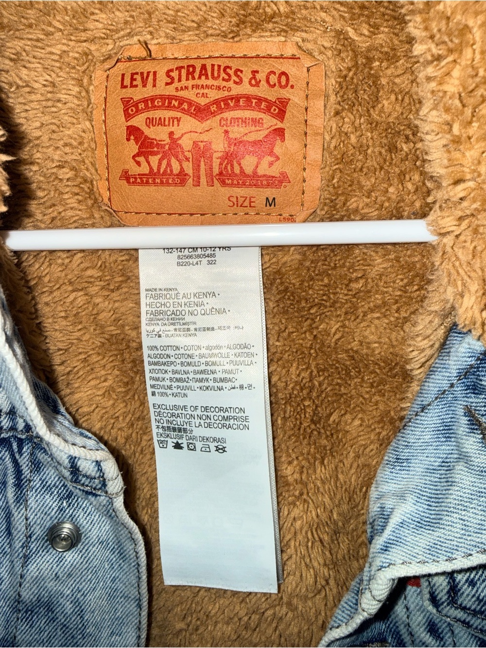 Levi’s Sherpa Lined Denim Jacket Acid Wash Trucker Size M - Picture 6 of 7